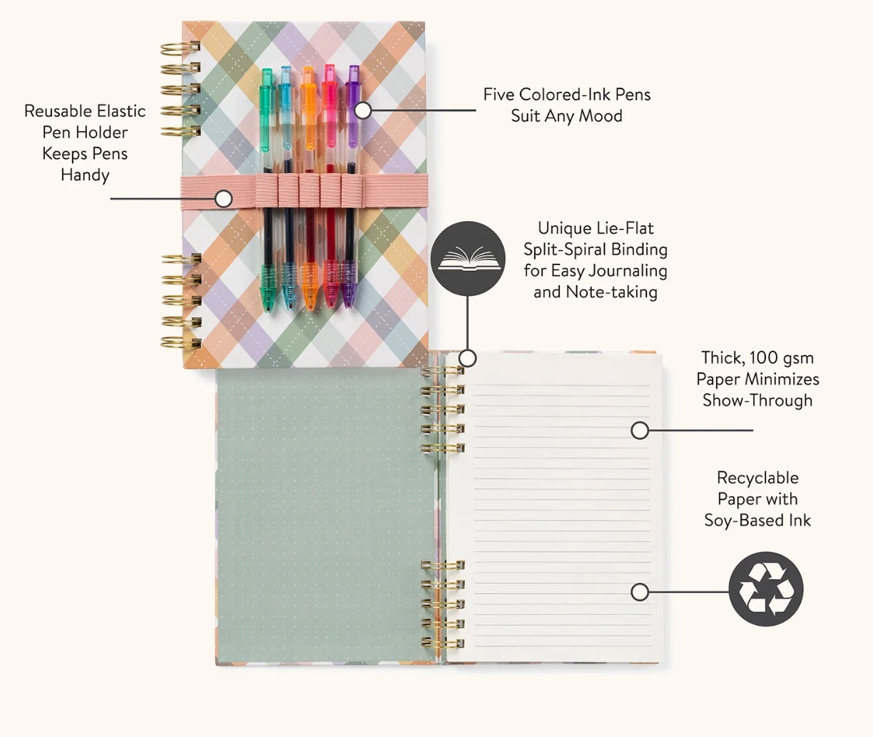 As If Argyle Journal with Pens, , large