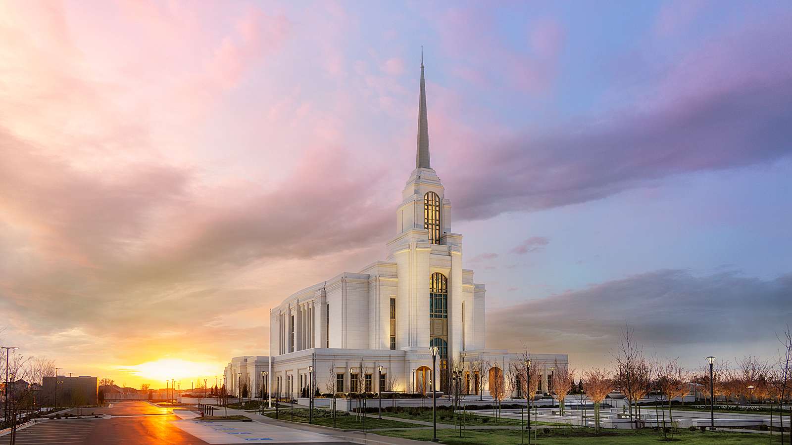 Syracuse Utah Temple, Fire of the Covenant Series (25x43 Framed Canvas Print), , large