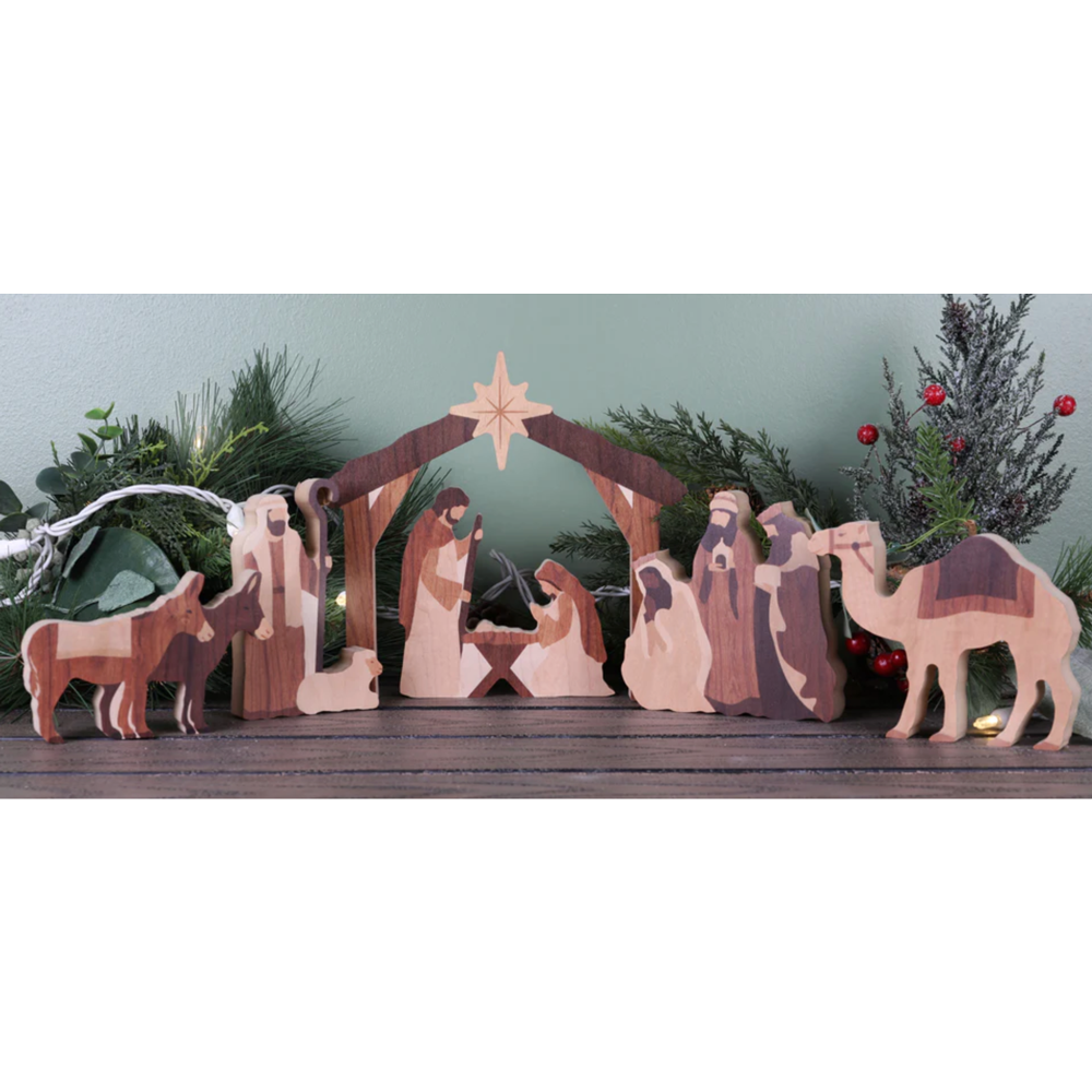 Wood Nativity Set, , large