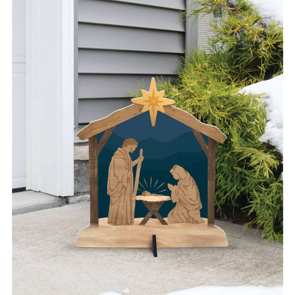 "Away in a Manger" Metal Nativity Yard Stake, , large image number 1
