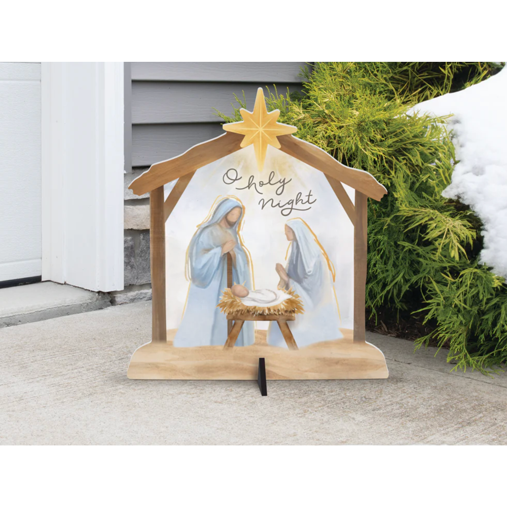 "O Holy Night" Metal Nativity Yard Stake, , large