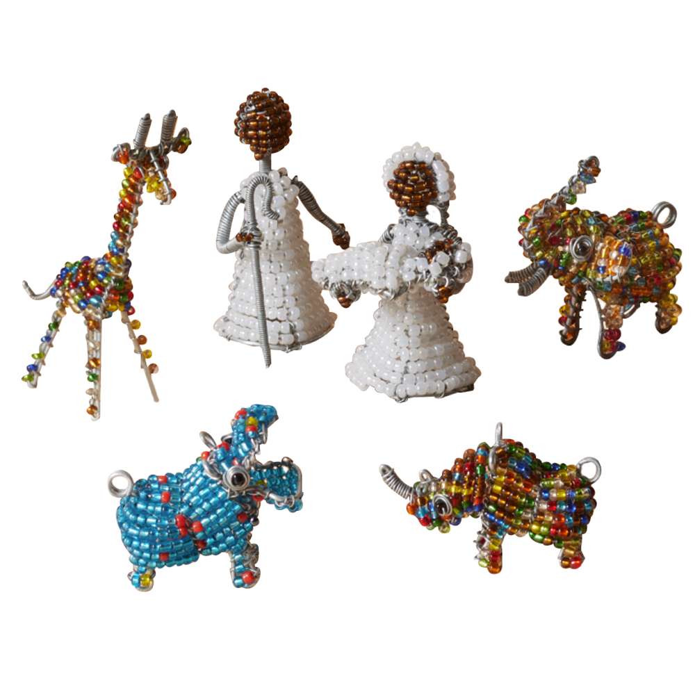 Zimbabwean Beaded Nativity Wildlife Figurines, , large image number 0