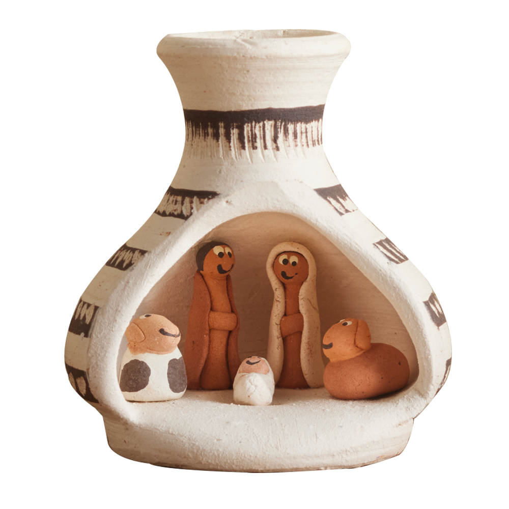 Peruvian White Clay Pot Nativity