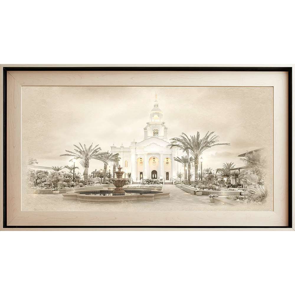 Tijuana Mexico Temple, Light Wood (22x39 Framed Textured Paper)