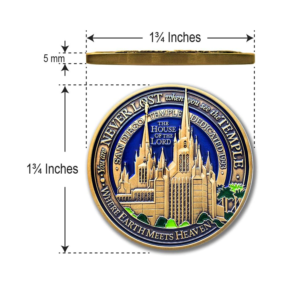 San Diego California Temple Medallion Coin, , large