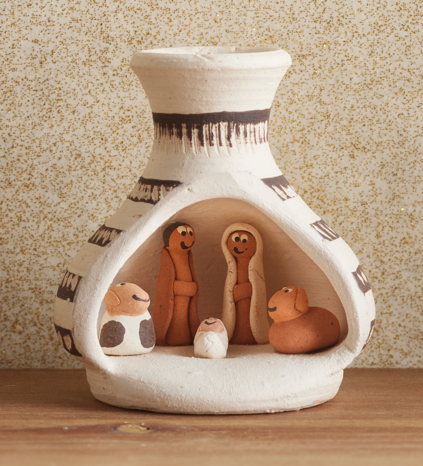 Peruvian White Clay Pot Nativity, , large
