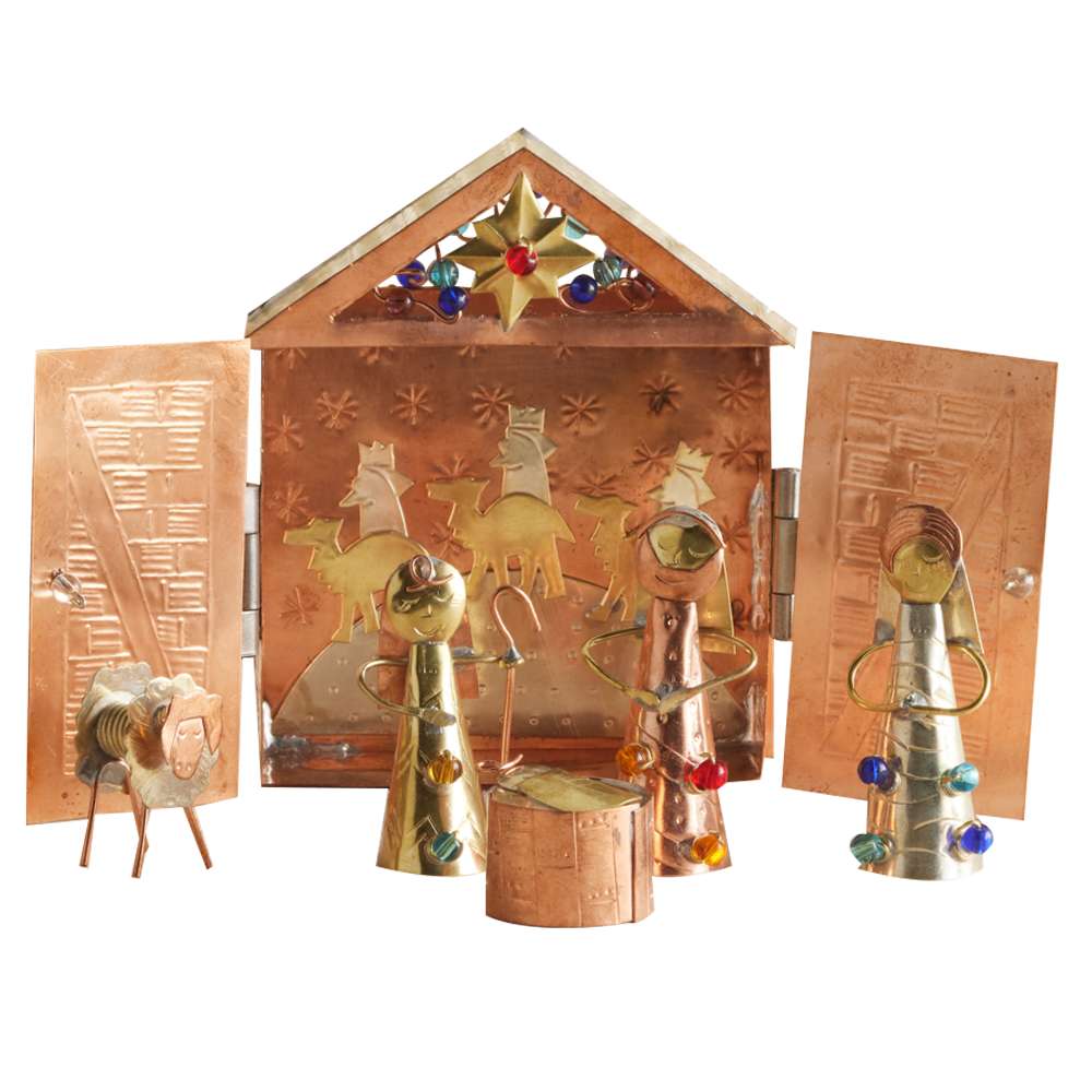 Thai Tiny Metal Beaded Nativity, , large image number 1