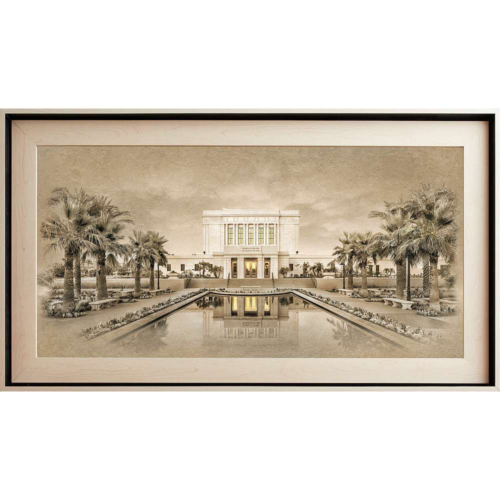 Mesa Arizona Temple, Light Wood (22x39 Framed Textured Paper)