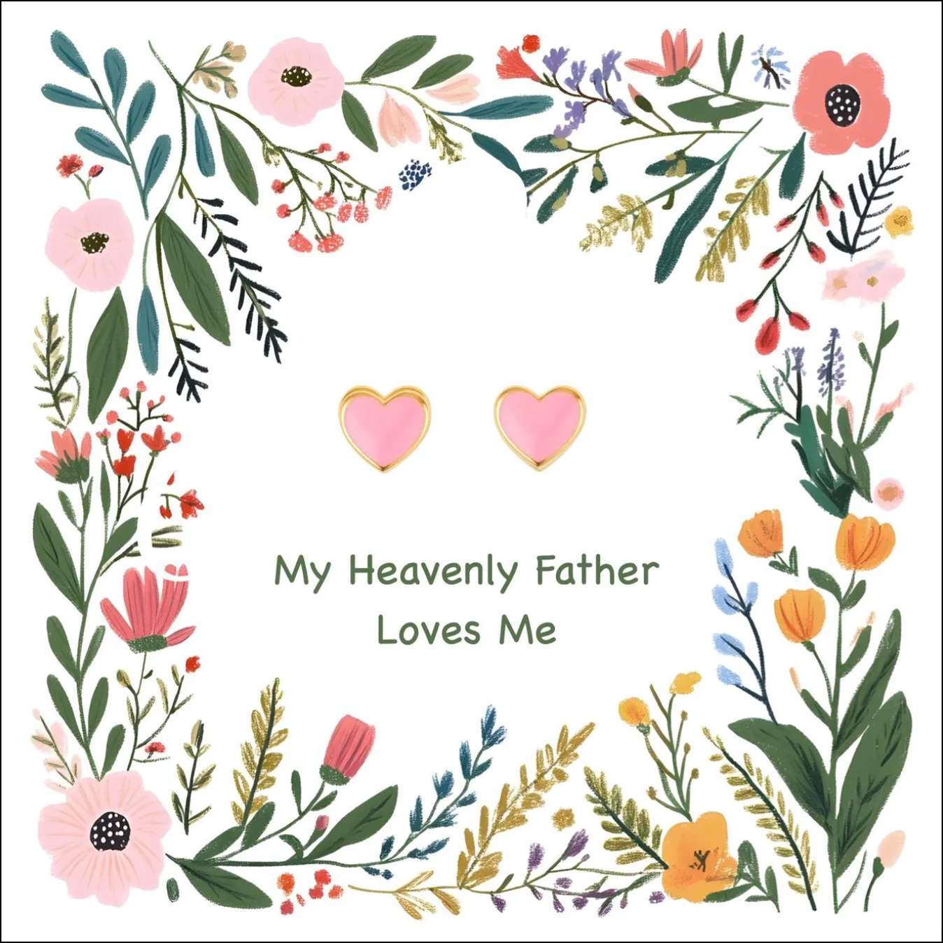 Heavenly Father Loves Me Earrings (Pink), , large image number 0