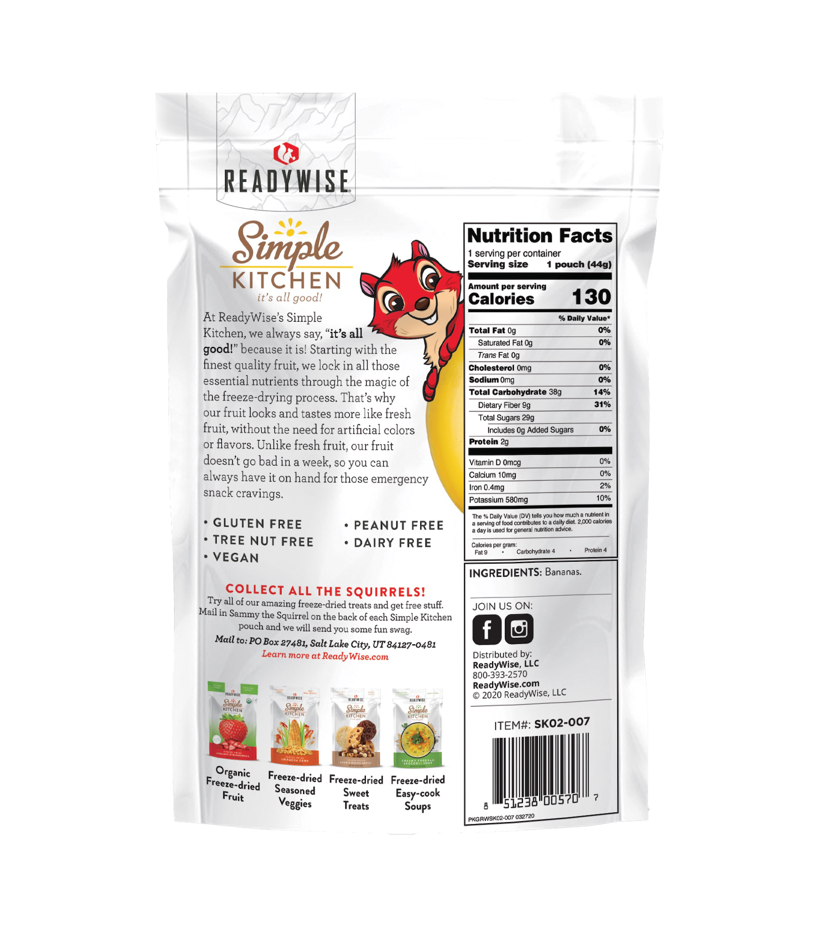 Simple Kitchen Freeze-Dried Bananas Single Pouch, , large