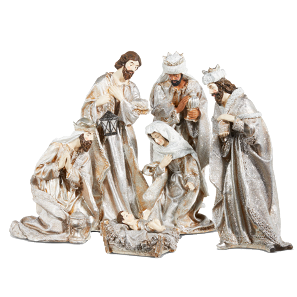 Metallic Resin Nativity Set