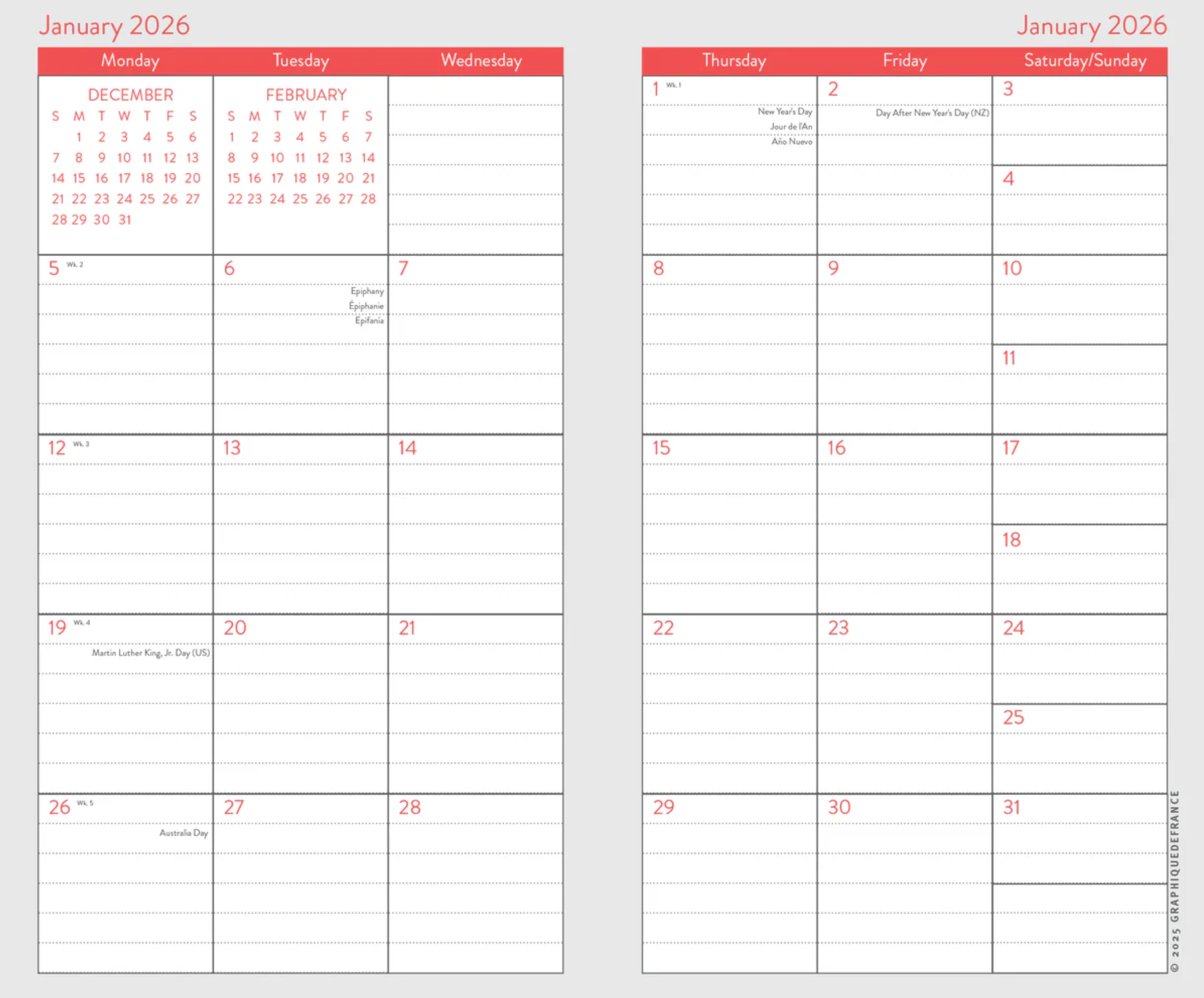 2026 Typographic 2-Year Pocket Planner, , large