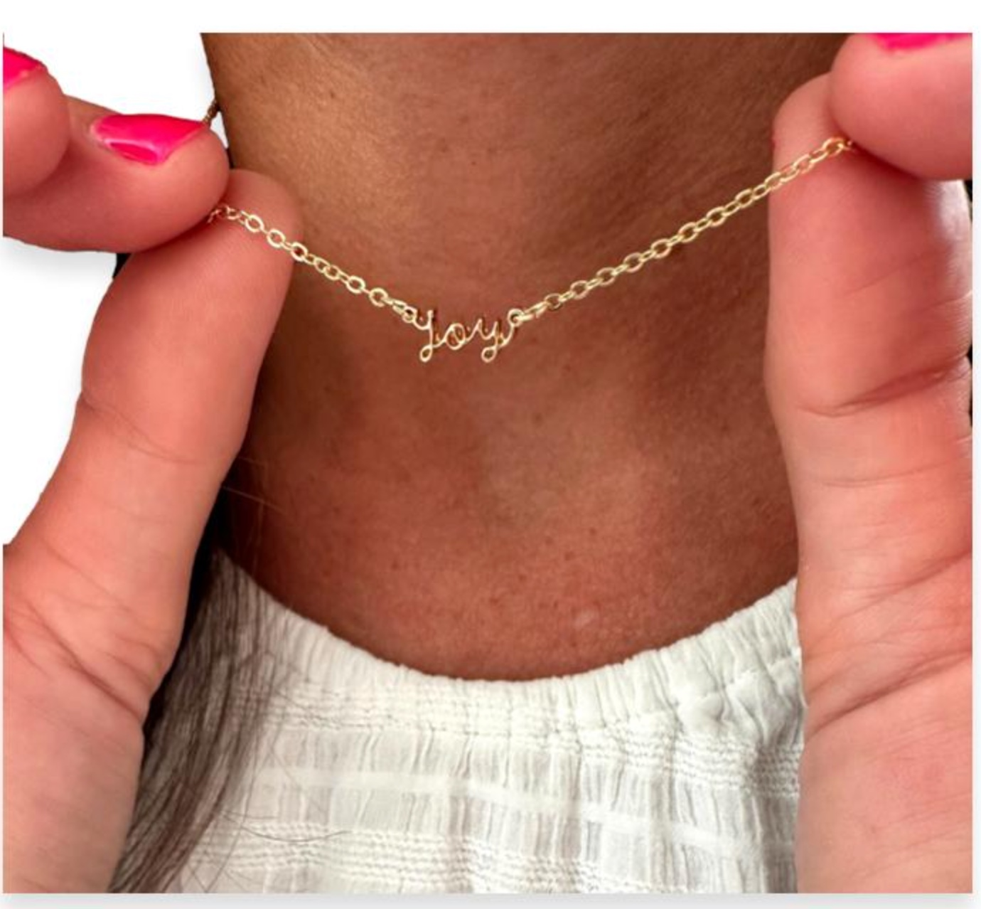 Joy Script Necklace, , large