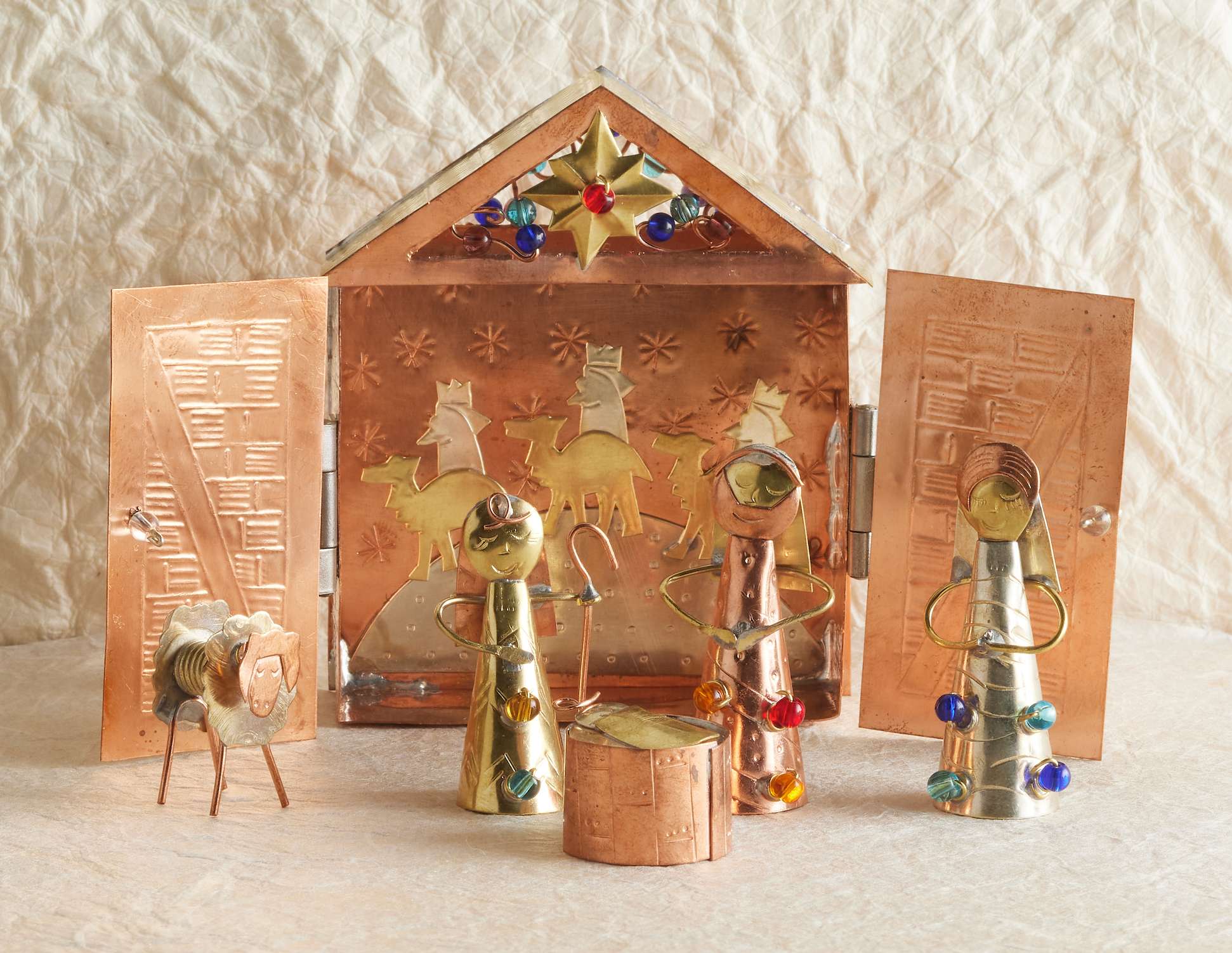 Thai Tiny Metal Beaded Nativity, , large image number 0