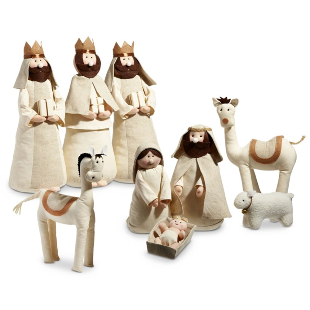 Large Ivory Plush Fabric Nativity