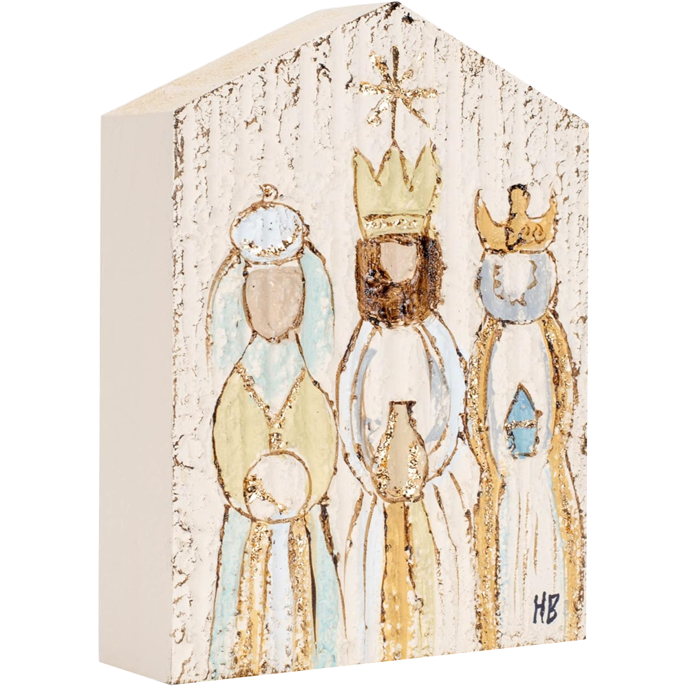 Wisemen Textured Wood Block Nativity