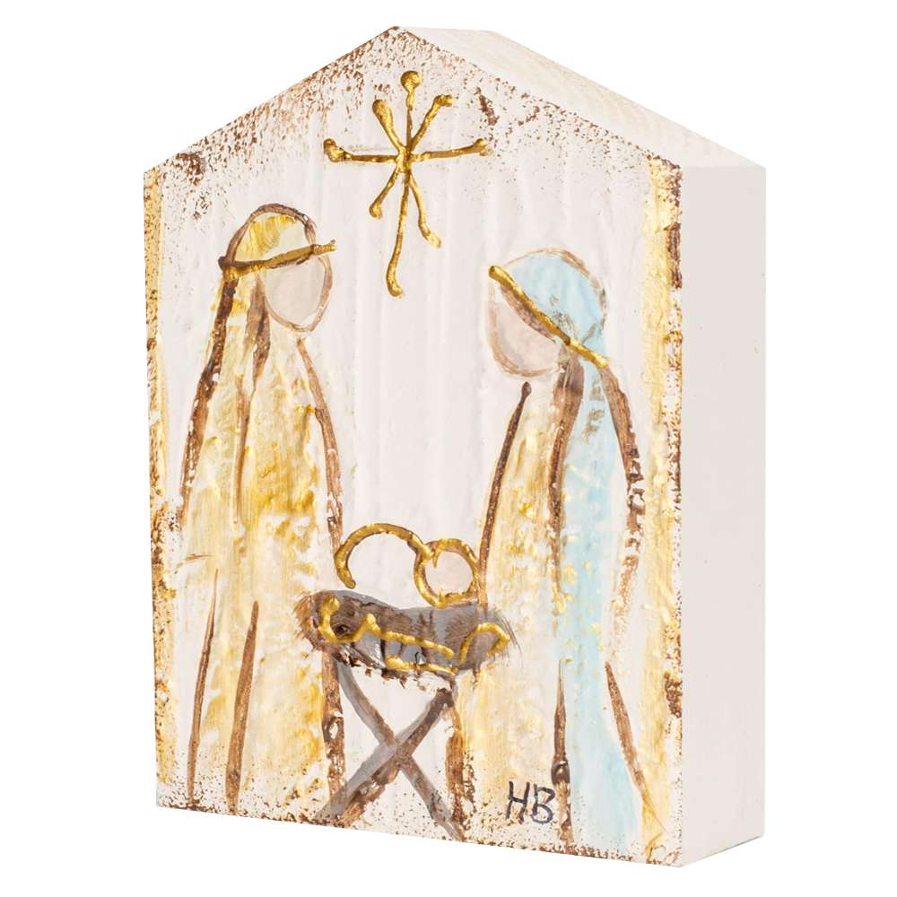 Holy Family with Star Textured Wood Block Nativity, , large image number 1