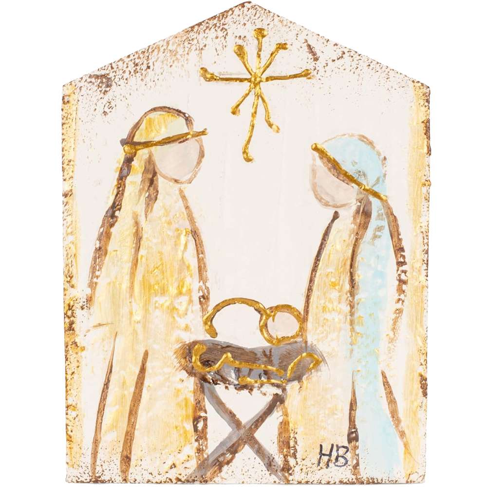 Holy Family with Star Textured Wood Block Nativity, , large image number 0