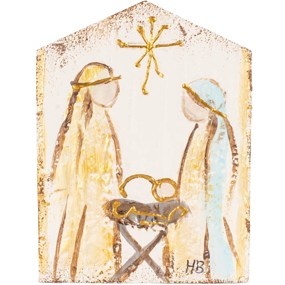 Holy Family with Star Textured Wood Block Nativity, , large image number 0