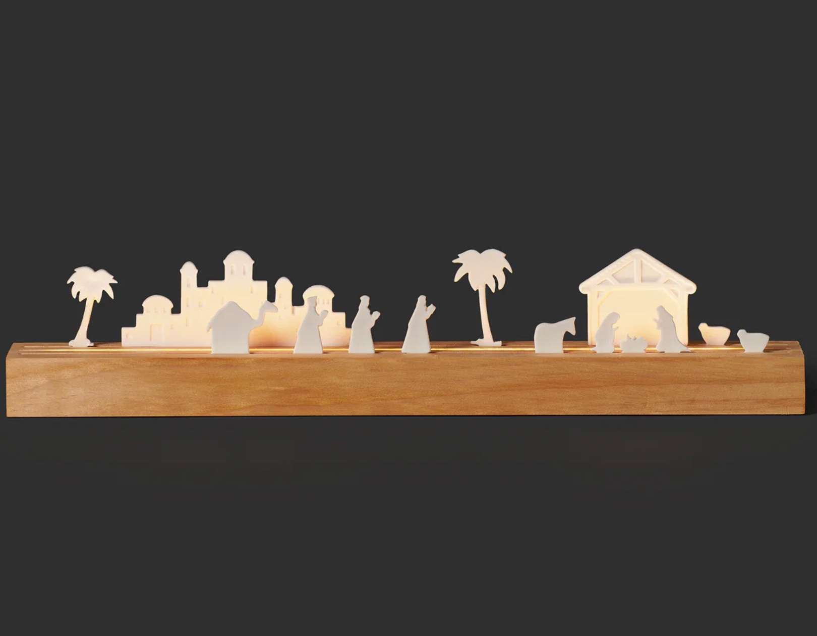 Light-up Mini Wood Nativity
