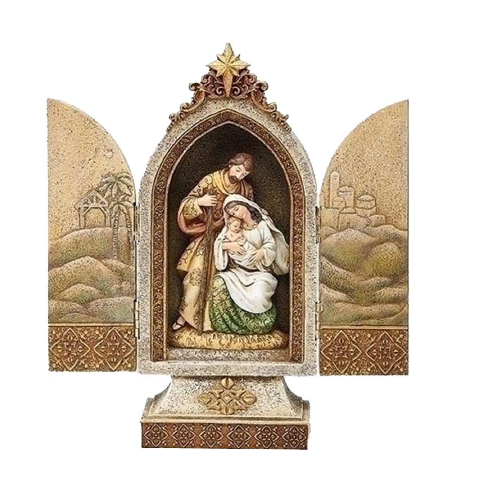 Golden Triptych Holy Family Nativity, , large image number 0