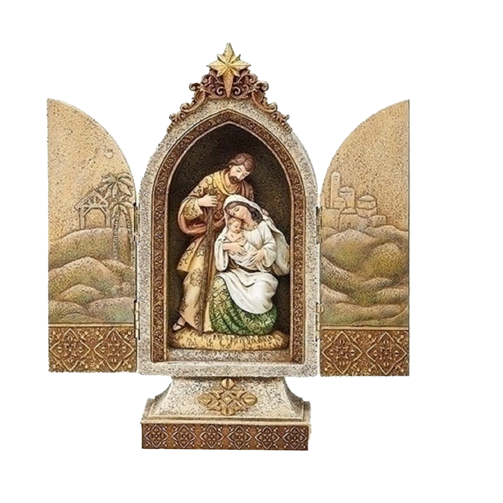 Golden Triptych Holy Family Nativity