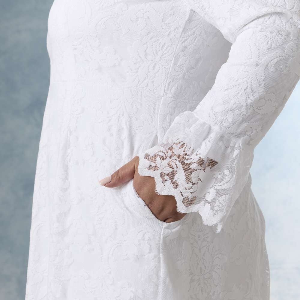 lds temple dresses lace The Lillian Lace Temple Dress in White L