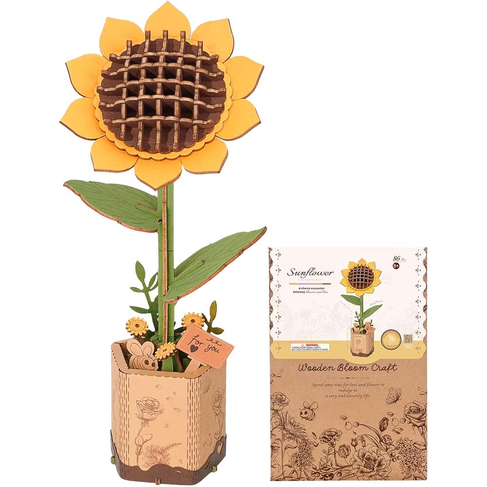Sunflower Bloom 86 Piece Wooden Puzzle