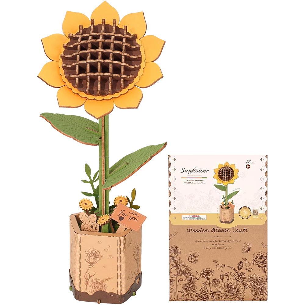 Sunflower Bloom 86 Piece Wooden Puzzle 