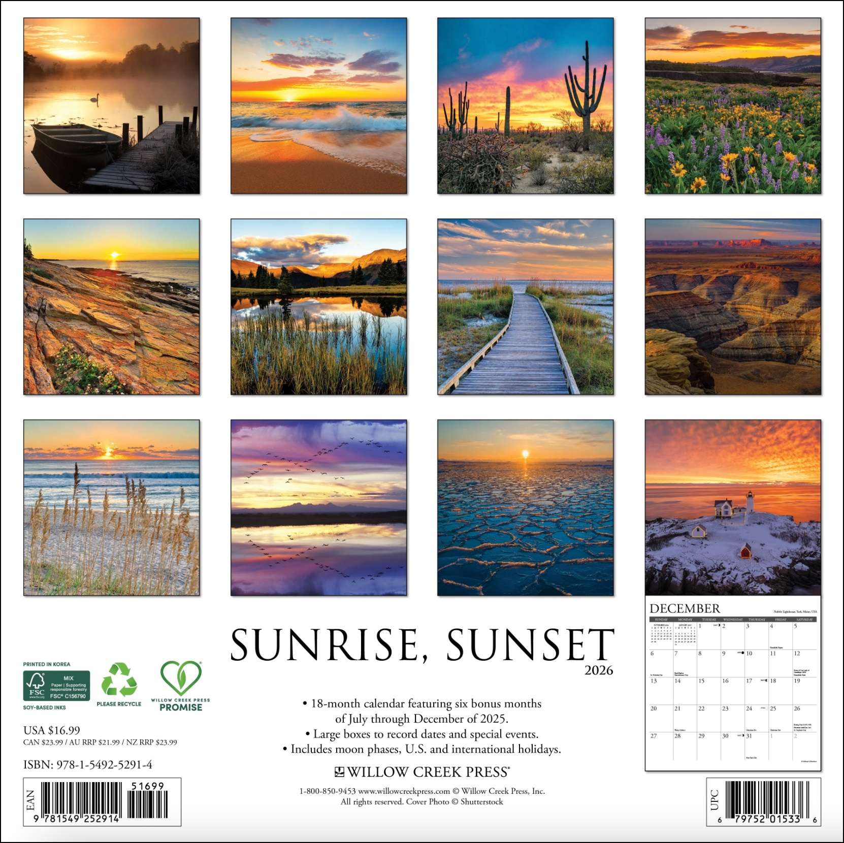 2026 Sunrise, Sunset Wall Calendar, , large image number 2