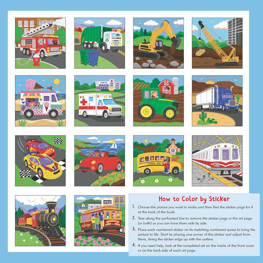 My First Color-By-Sticker Book Cars, Trucks, & Trains, , large
