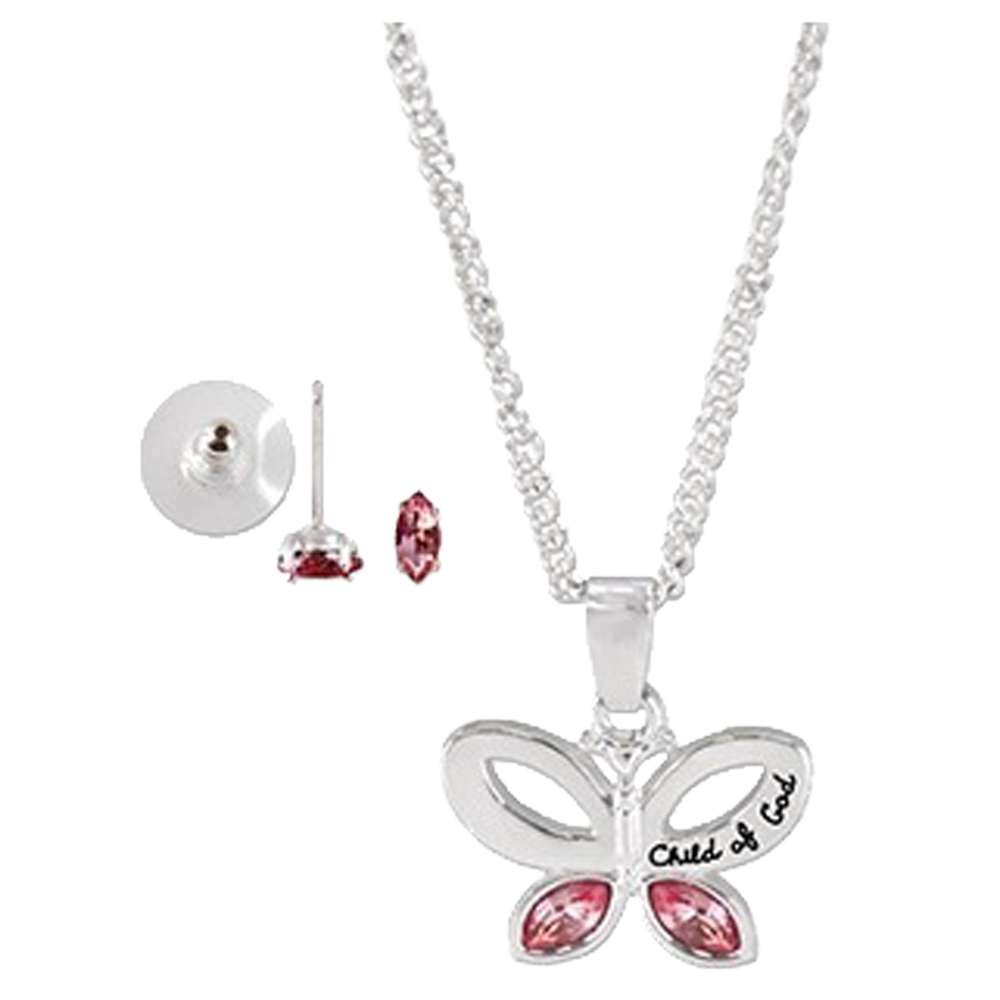 Child of God Butterfly Necklace and Earrings Set, , large image number 0