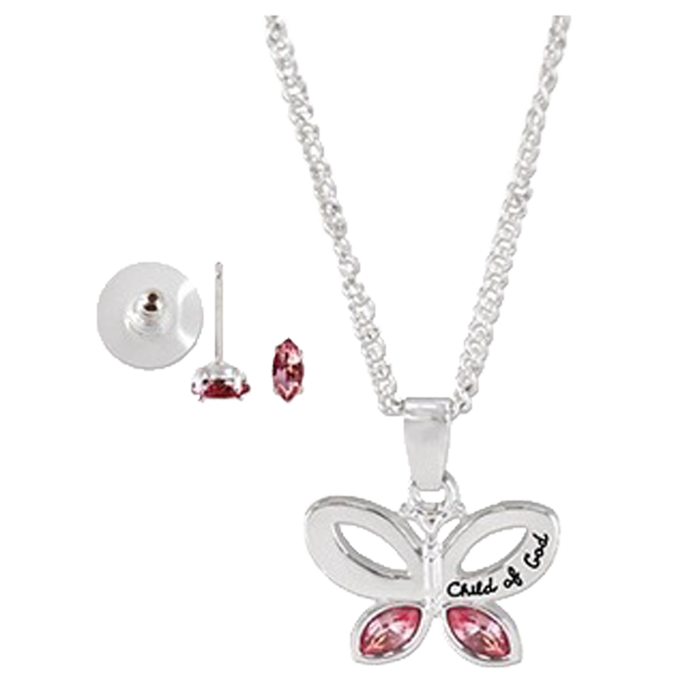 Child of God Butterfly Necklace and Earrings Set