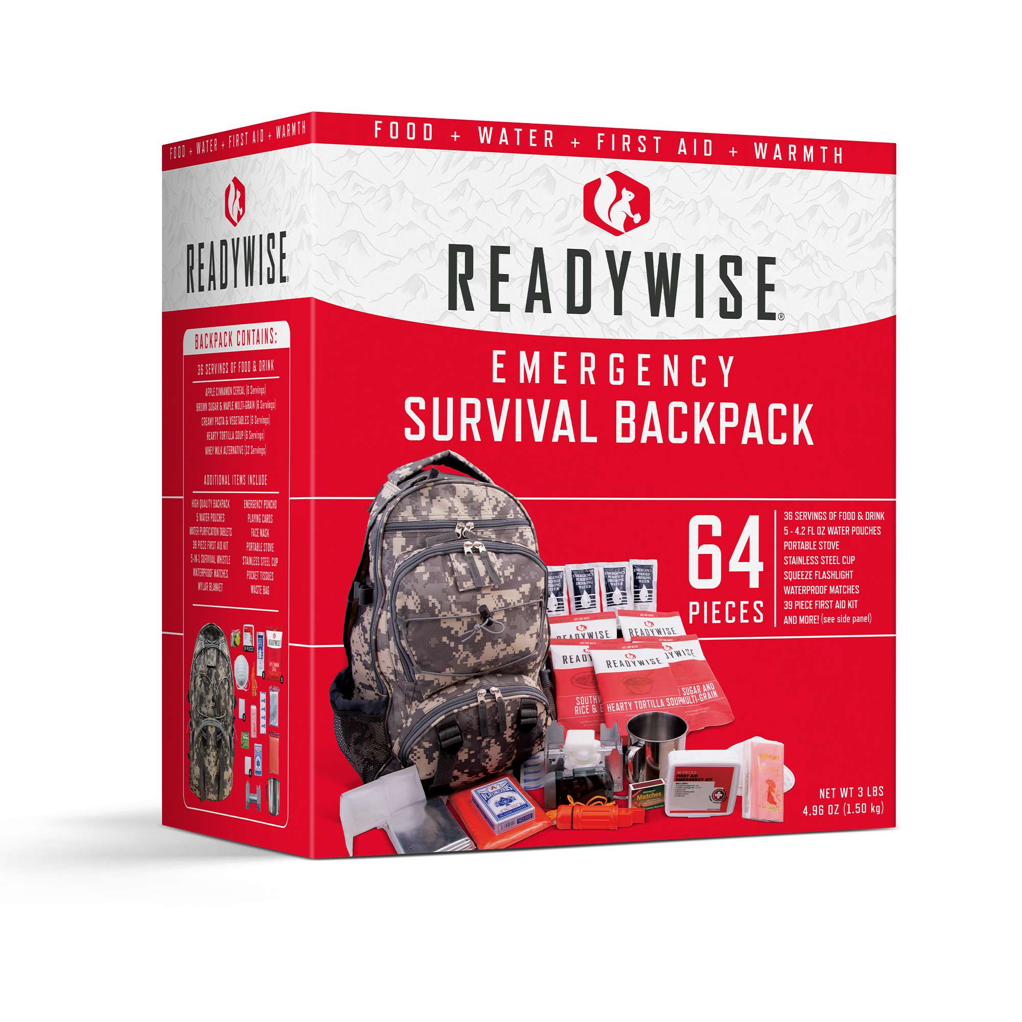 Camo 64 Piece Survival Backpack 