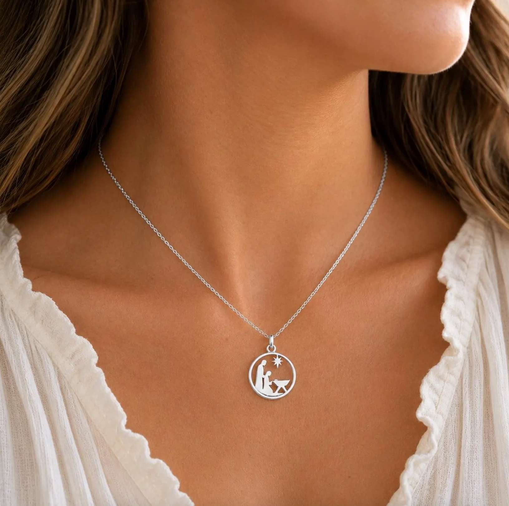 Let Us Adore Him Nativity Necklace, , large image number 3