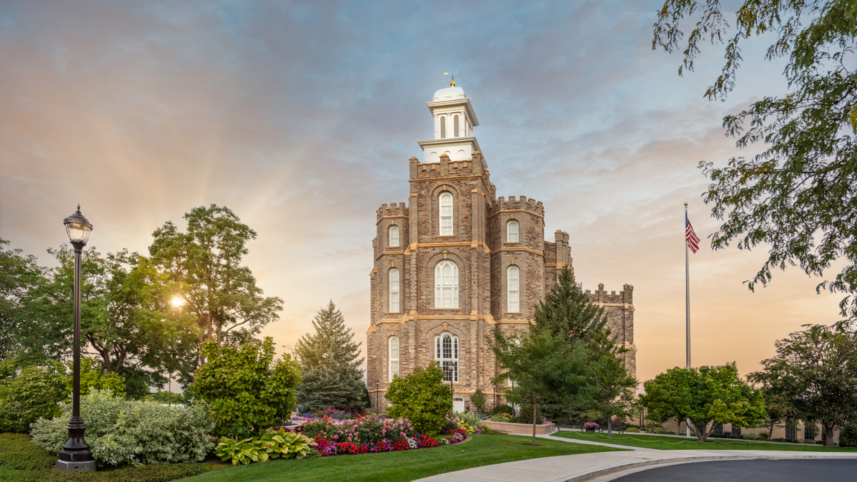 Logan Utah Temple, Fire of the Covenant Series (25x43 Framed Canvas Print), , large