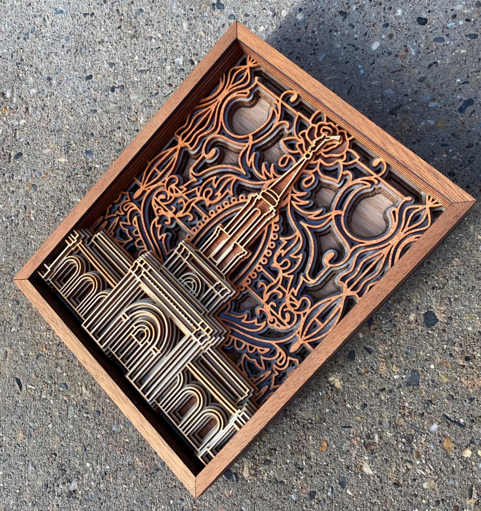 Sacramento California Temple Layered Wood Plaque, , large