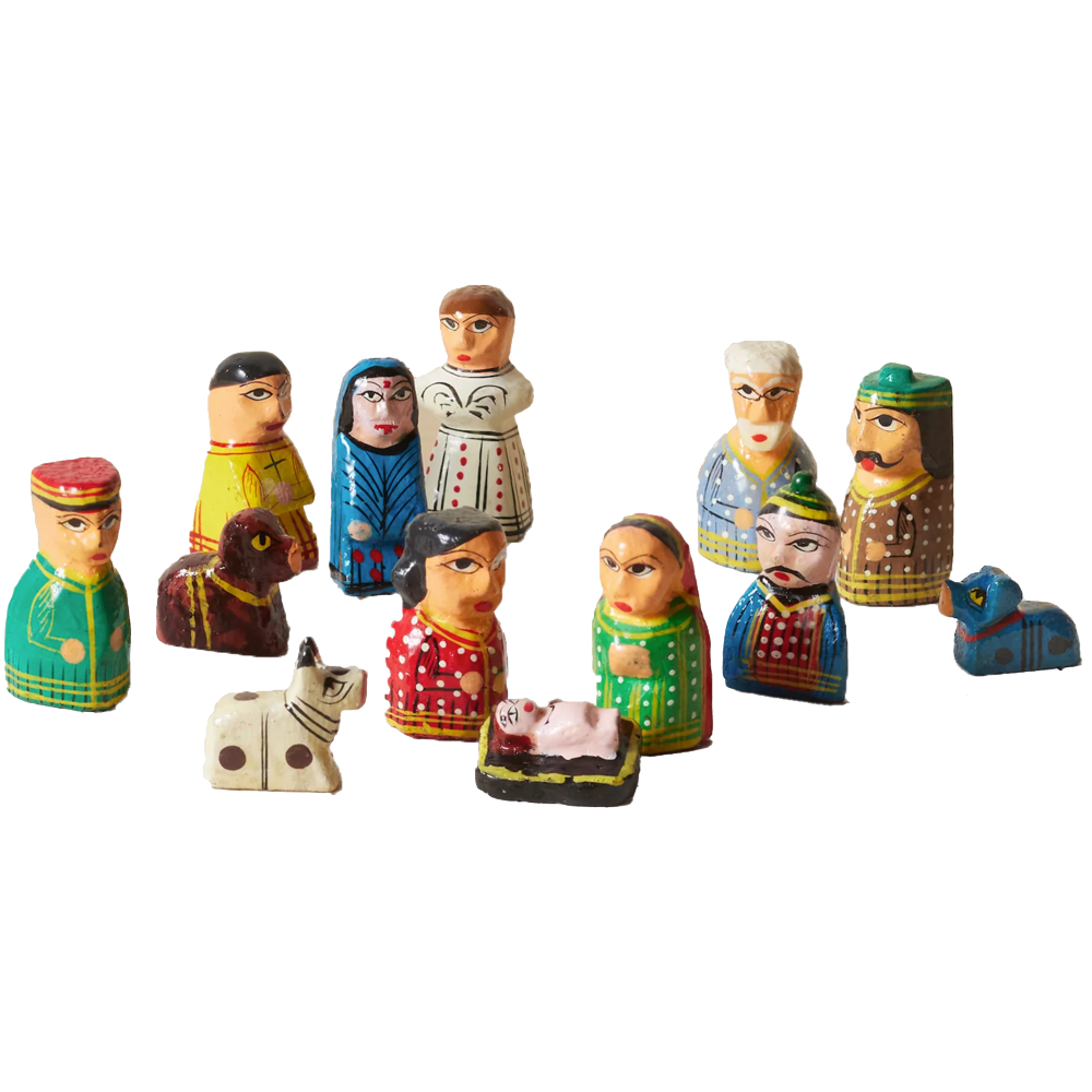 India Handpainted Ceramic Nativity