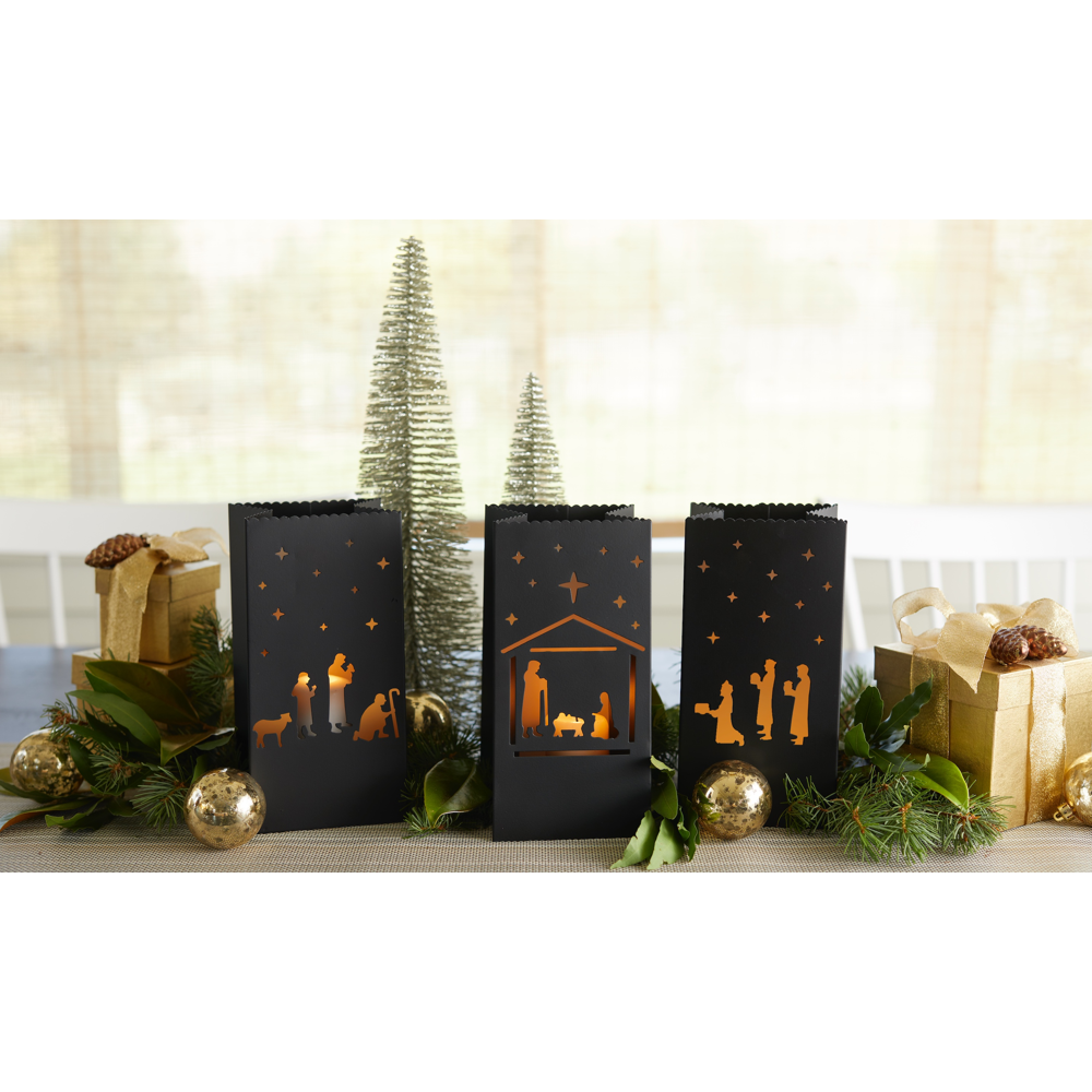 Silhouette Metal Nativity Luminaries, , large image number 1