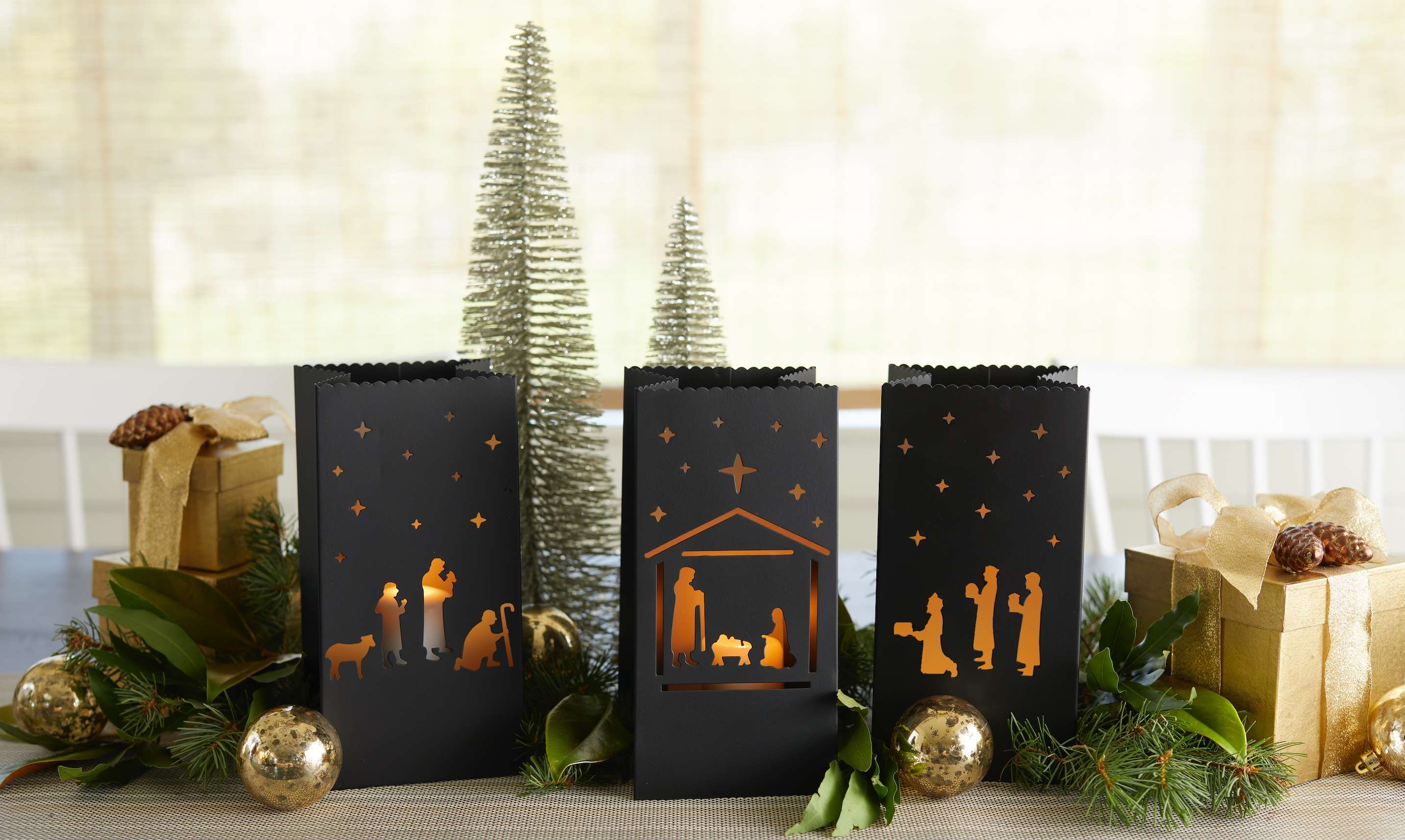 Silhouette Metal Nativity Luminaries, , large