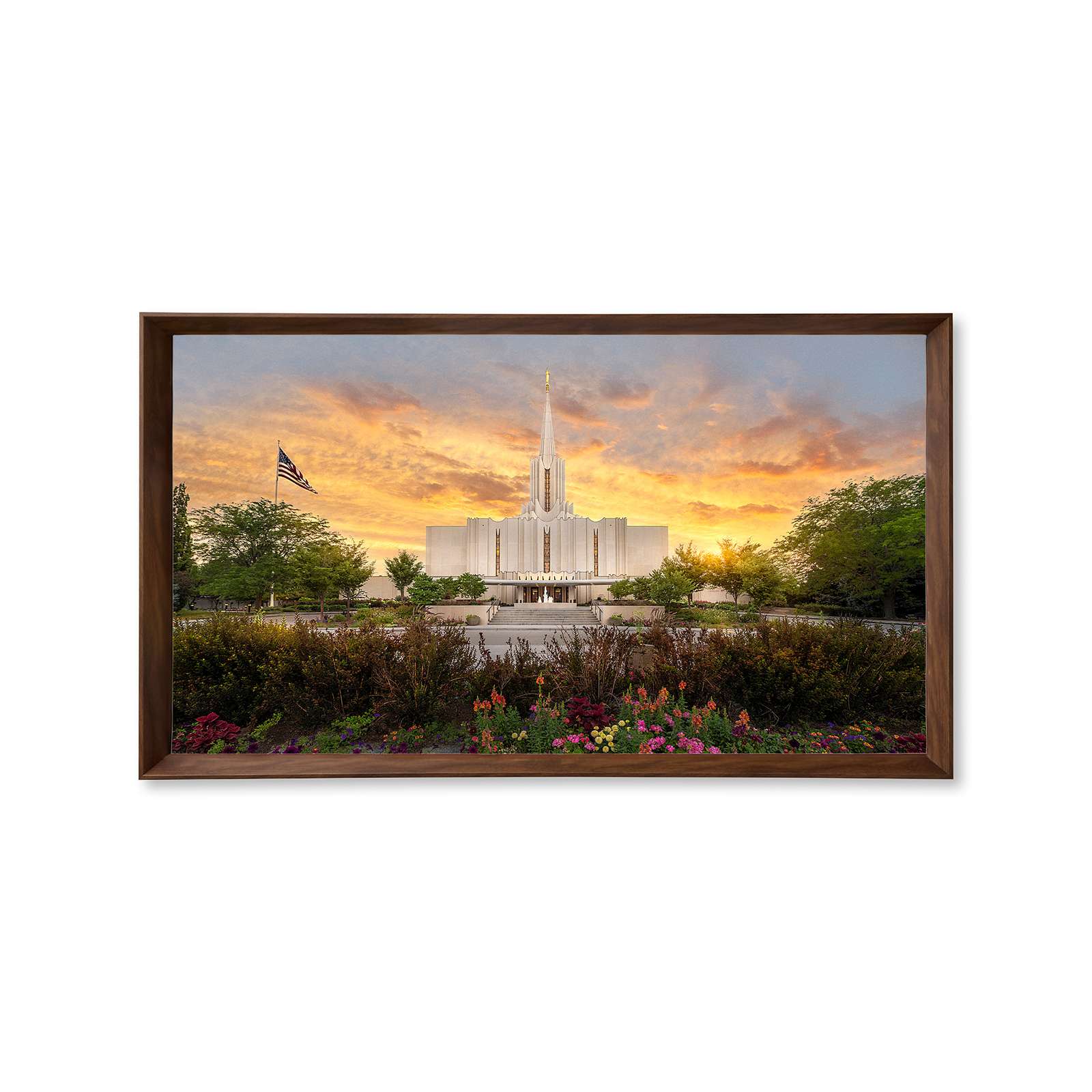 Jordan River Utah Temple, Fire of the Covenant Series (25x43 Framed Canvas Print)
