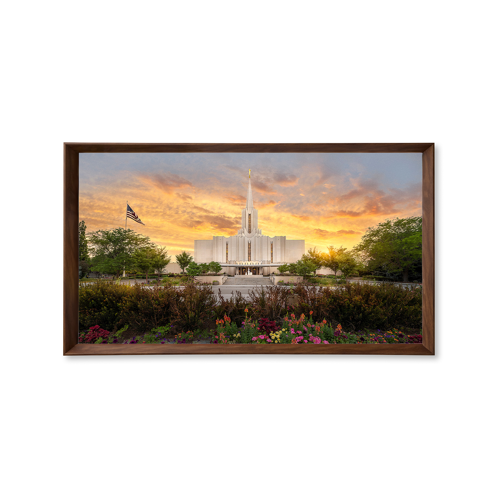 Jordan River Utah Temple, Fire of the Covenant Series (25x43 Framed Canvas Print)