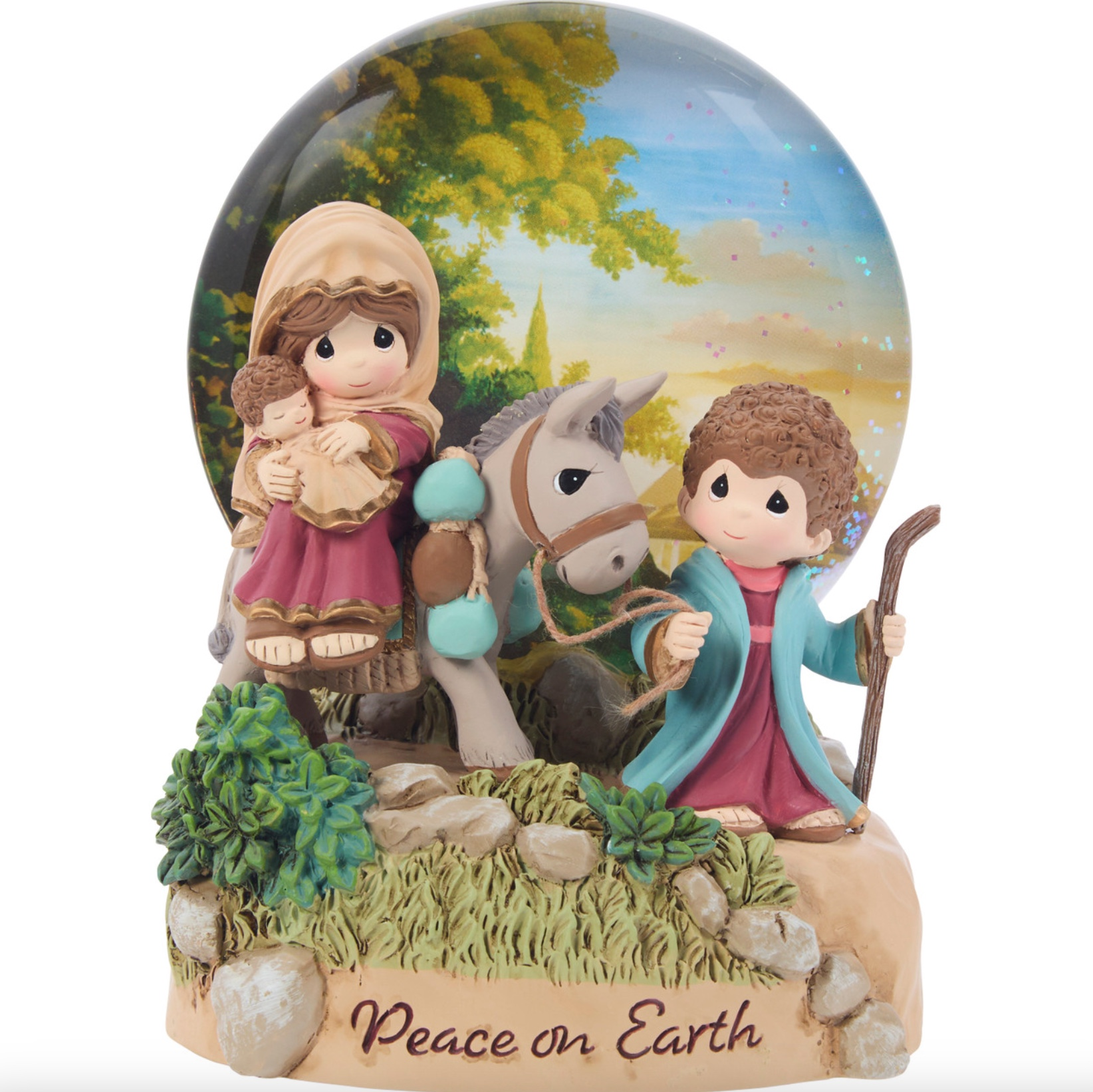 Precious Moments Light-up Peace on Earth Musical Nativity Snowglobe