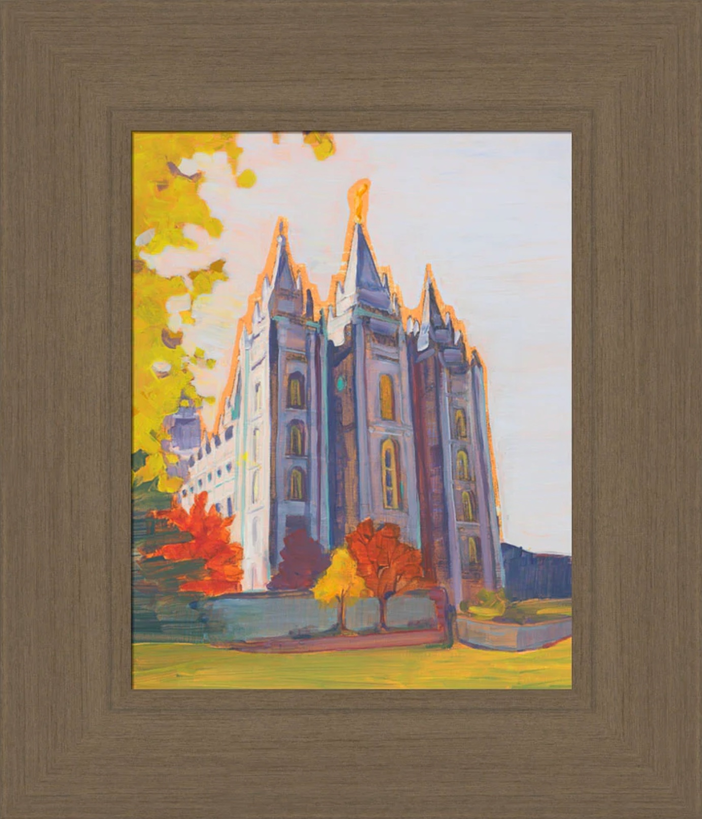 Salt Lake Utah Temple - In Autumn (14x12 Framed Paper Print)