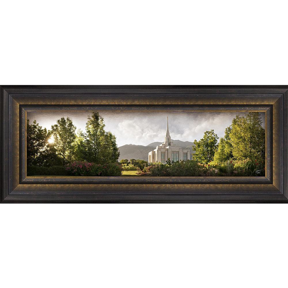 Ogden Temple, the Day Dawn is Breaking (19x48 Canvas Framed Art)