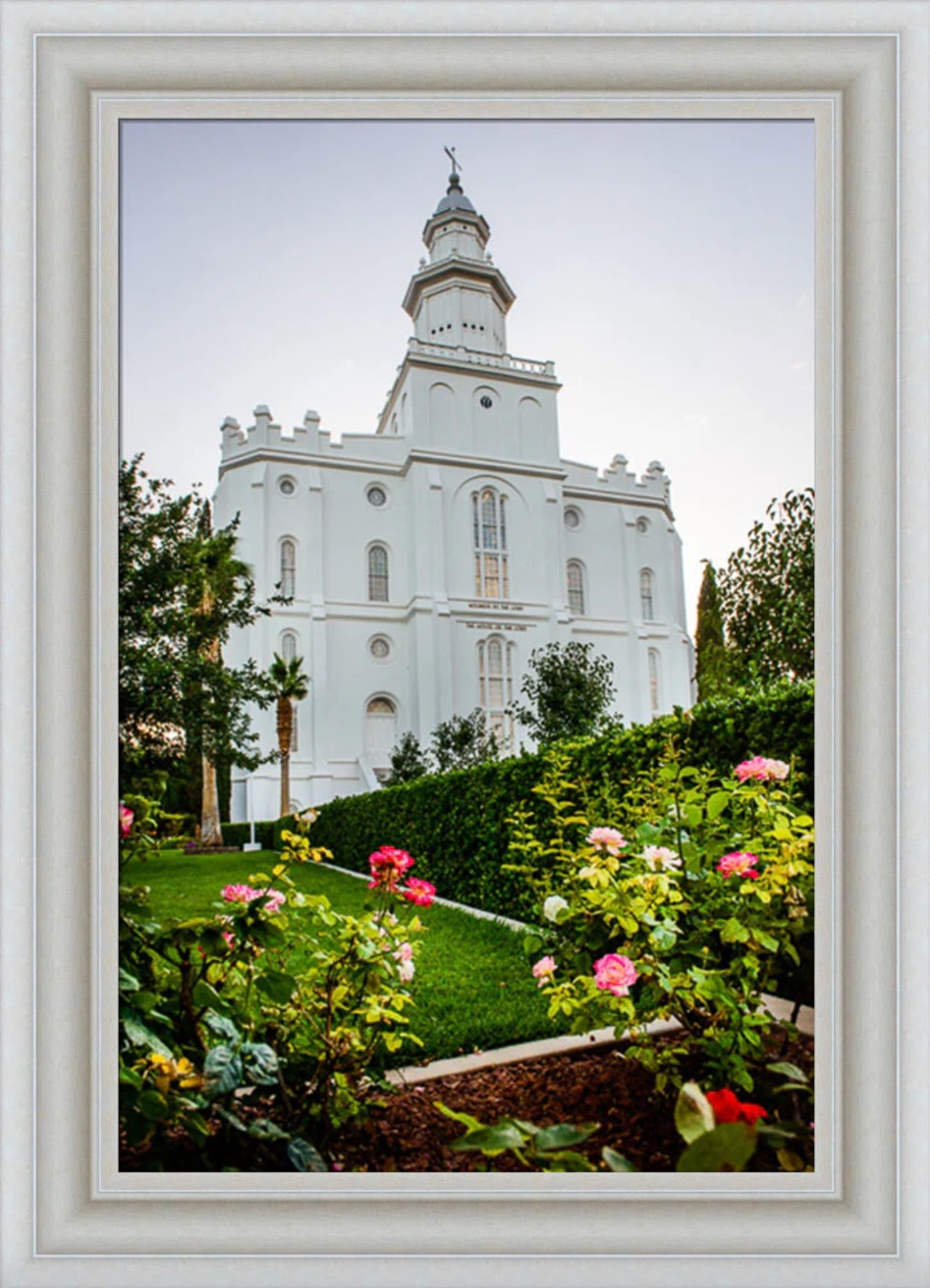 St. George Utah Temple, Flower Garden (33x45 Framed Art)