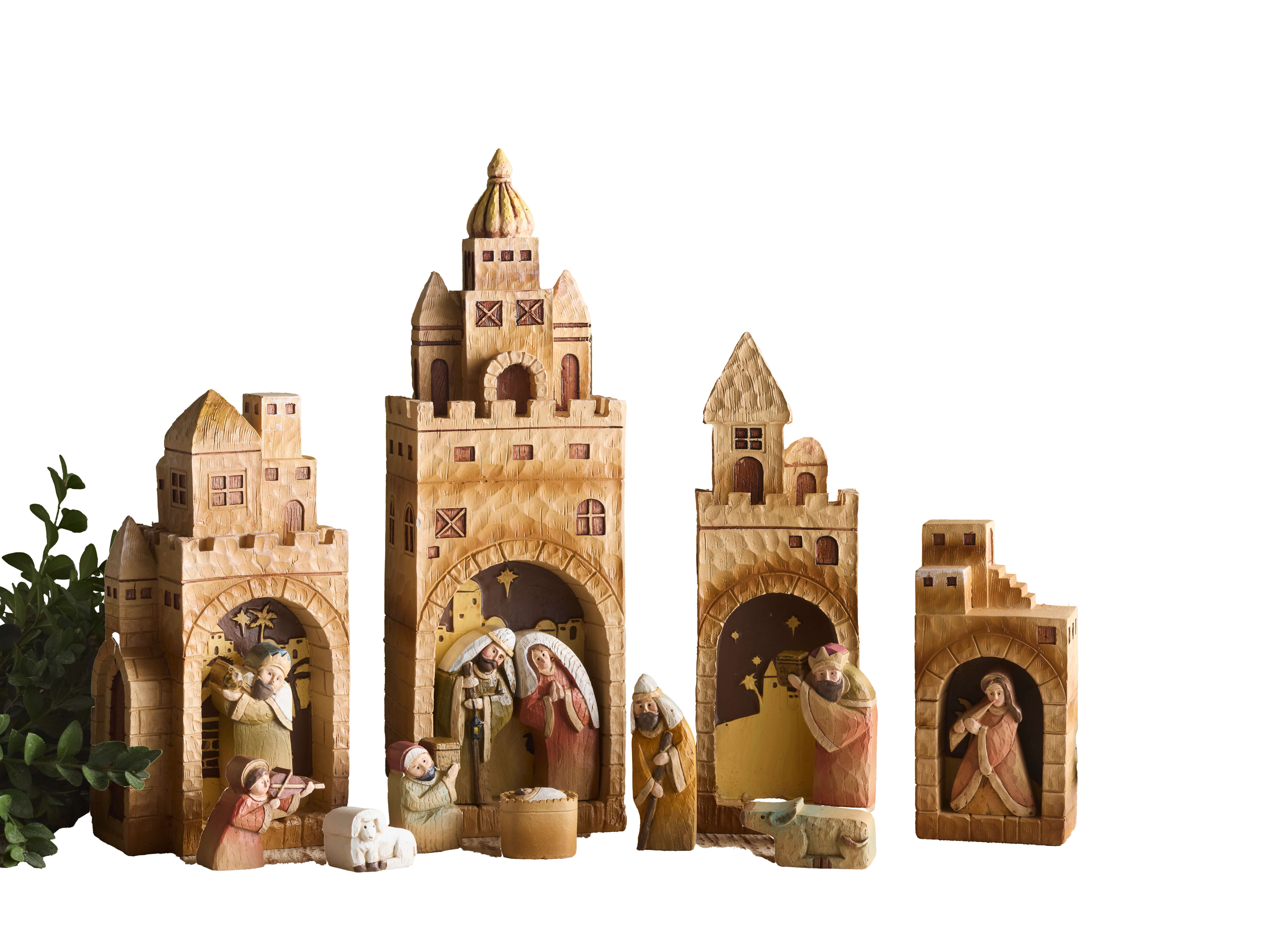 Nesting Resin Nativity Village, , large image number 0