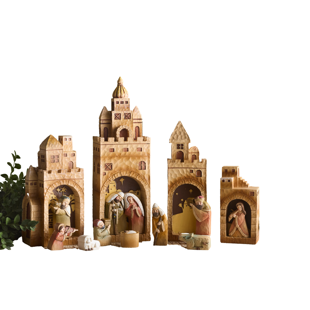 Nesting Resin Nativity Village, , large image number 0