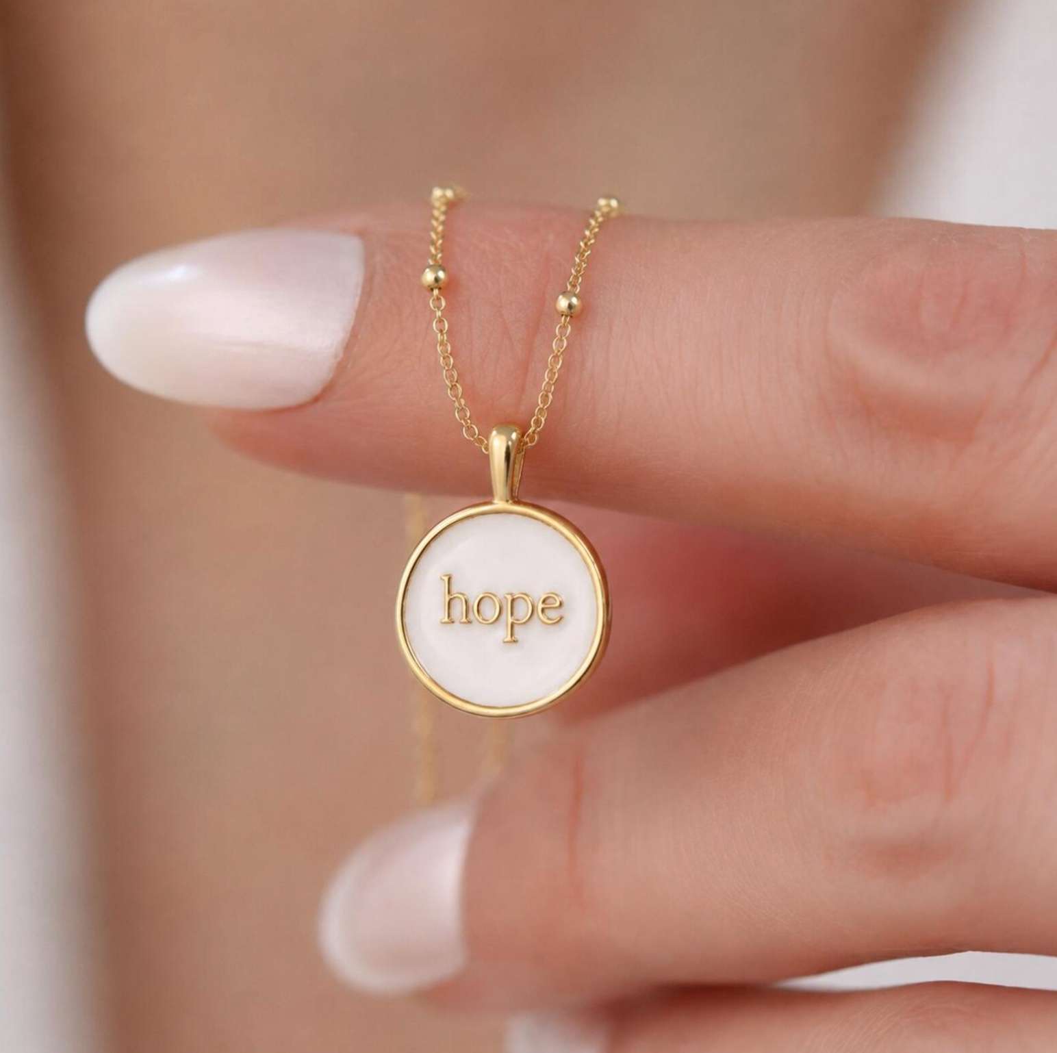 Hope Enamel Necklace, , large