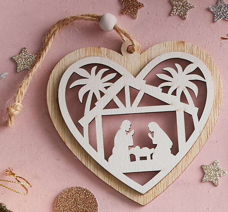 Heart Nativity Ornament, , large image number 1